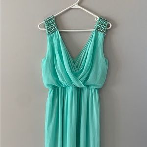 Agaci maxi teal embellished dress